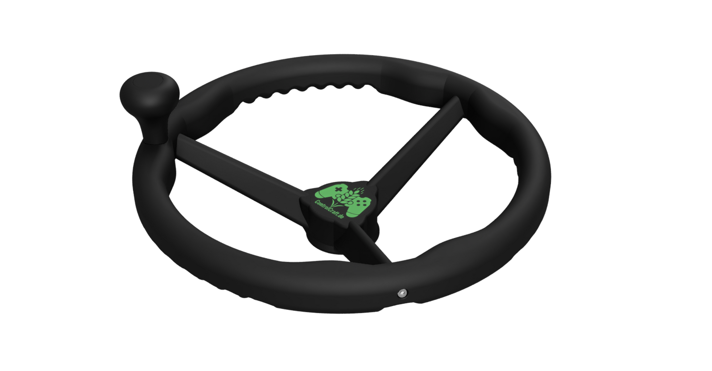 Computergeneriertes Bild vom fertig montierten Orbis Lenkrad ohne Hintergrund