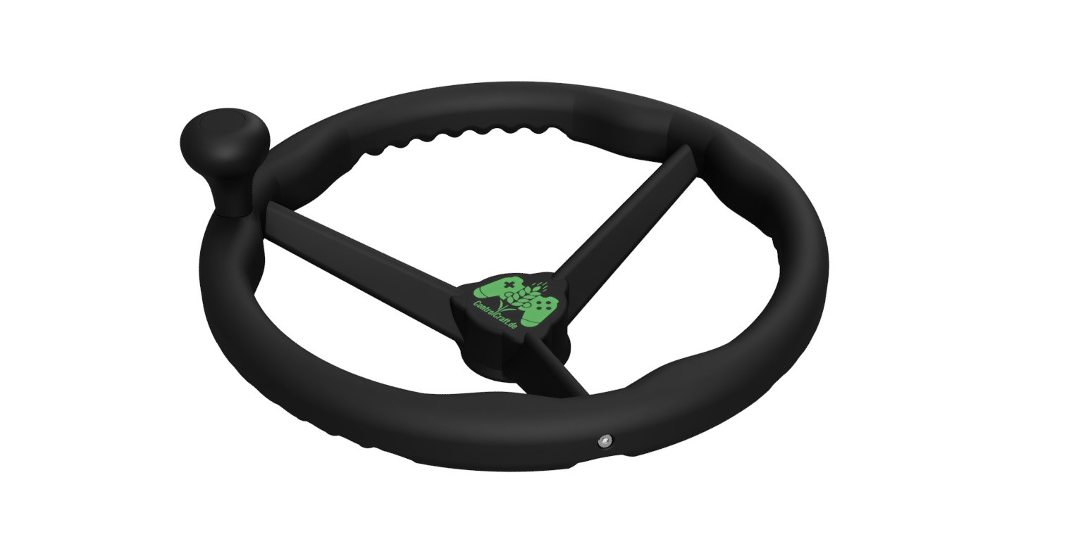 Computergeneriertes Bild vom fertig montierten Orbis Lenkrad ohne Hintergrund