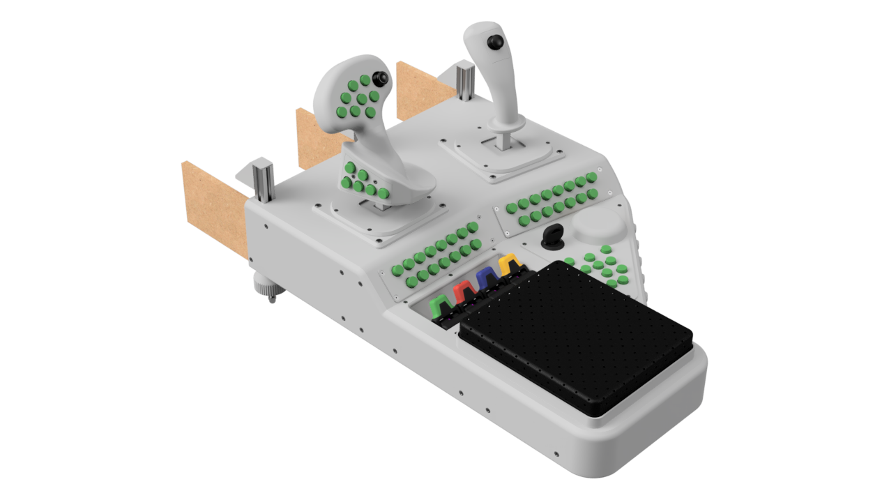 CraftConsole Pro: komplette Armlehne mit Fahrhebel Directus, Joystick Polaris, zwei CraftPads, Fingertip-Modul und CraftDeck